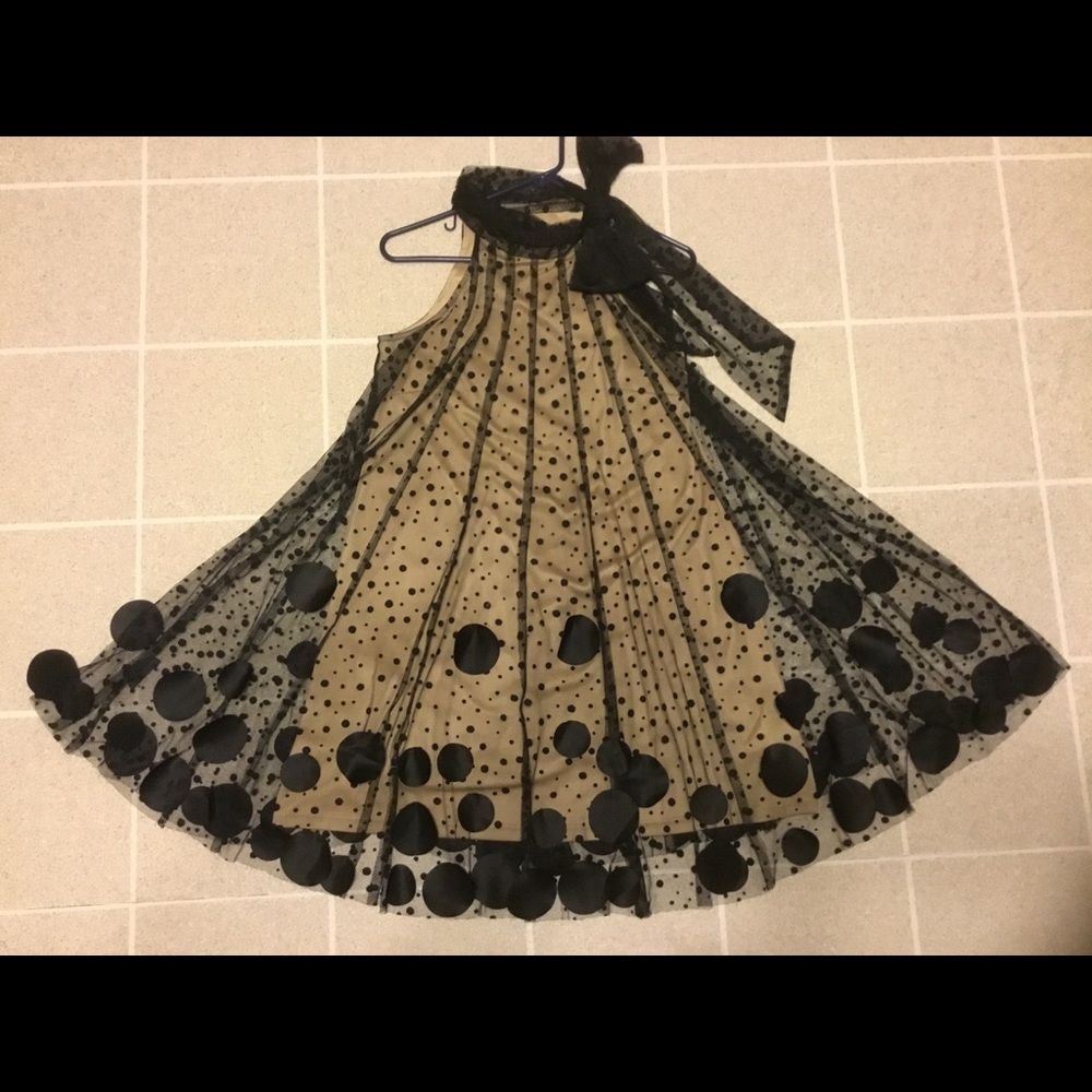 Ryu Small Dress  Black Tan Midi Flowy Party Fancy